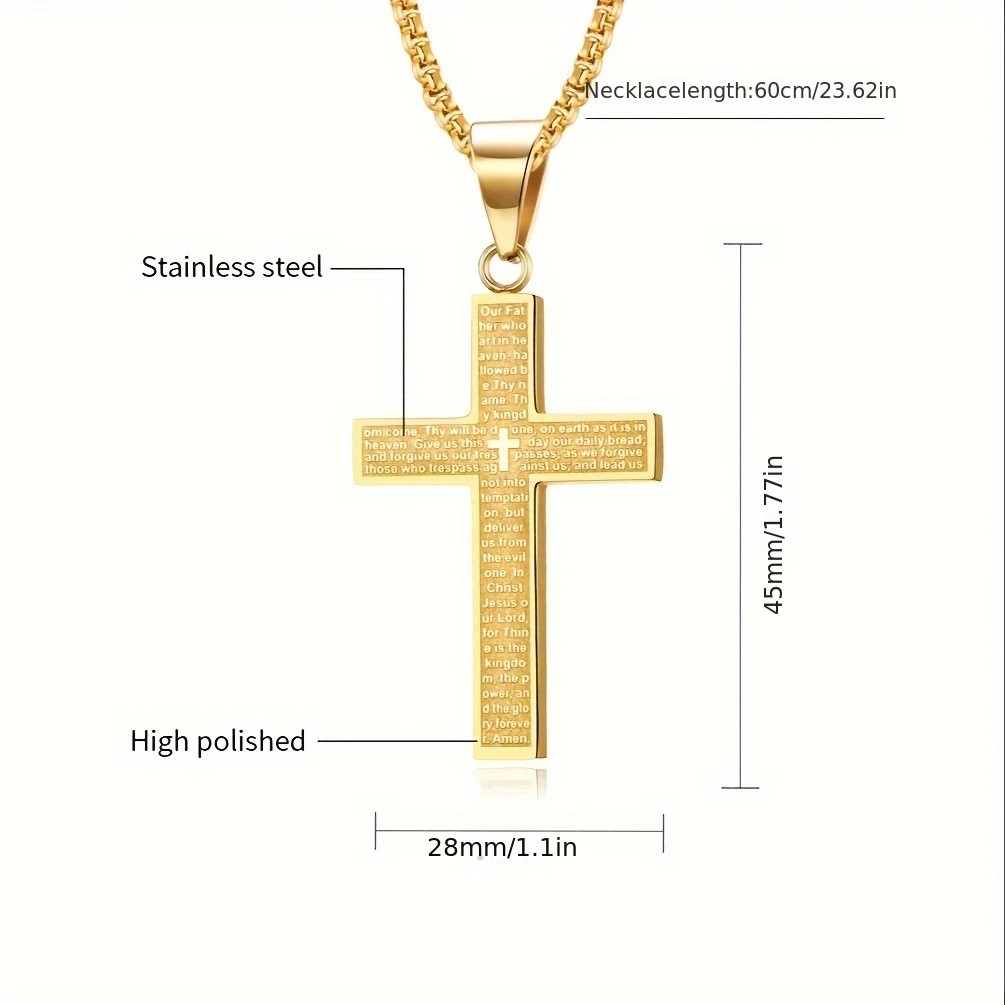 Titanium Steel Cross Necklace: Eternal Faith, Timeless Quality. BLACK V1232-NSSZXL001