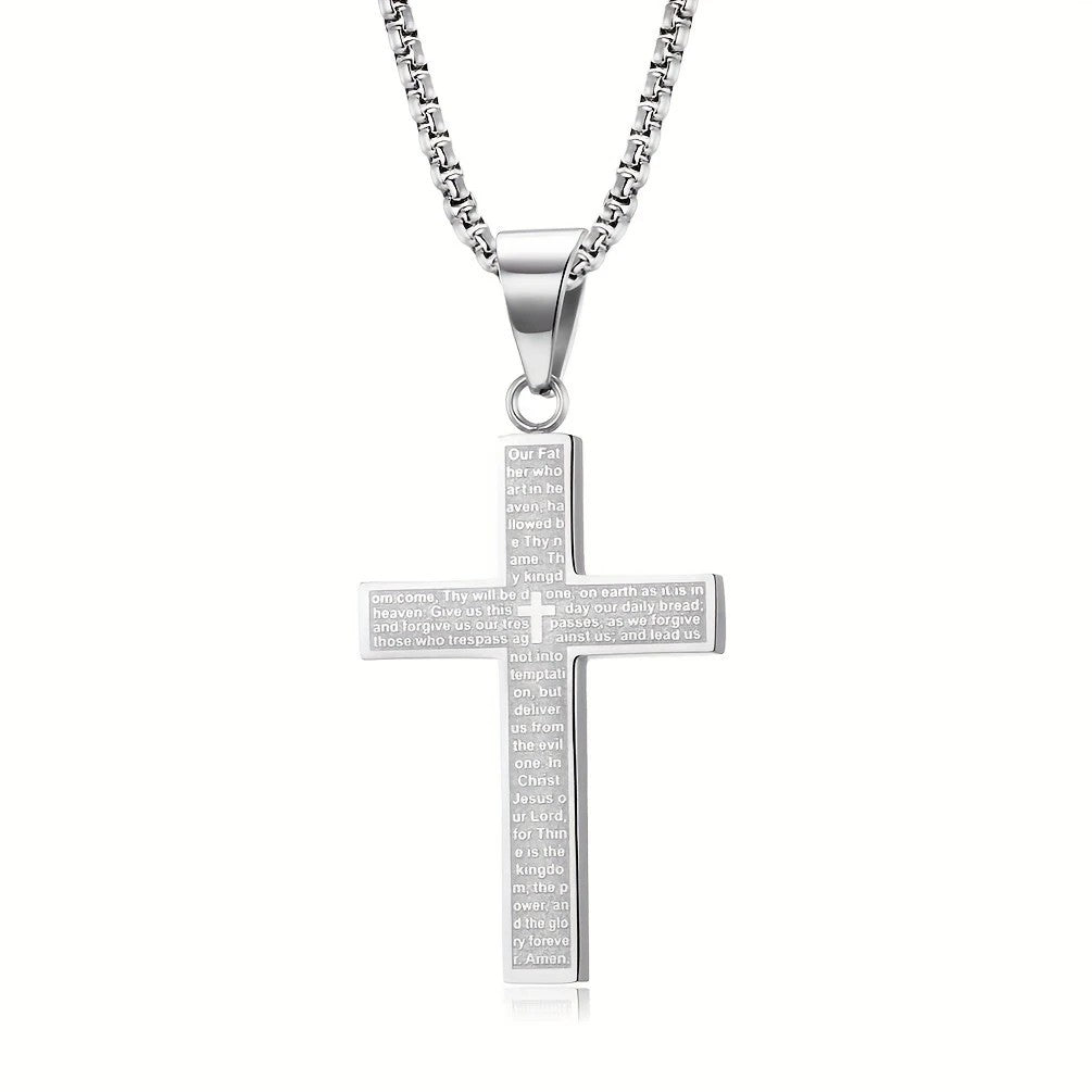Titanium Steel Cross Necklace: Eternal Faith, Timeless Quality. BLACK V1232-NSSZXL001