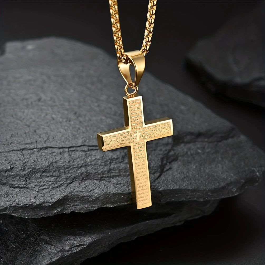 Titanium Steel Cross Necklace: Eternal Faith, Timeless Quality. BLACK V1232-NSSZXL001