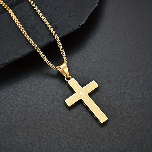 Titanium Steel Cross Necklace: Eternal Faith, Timeless Quality.golden V1232-NSSZXL002