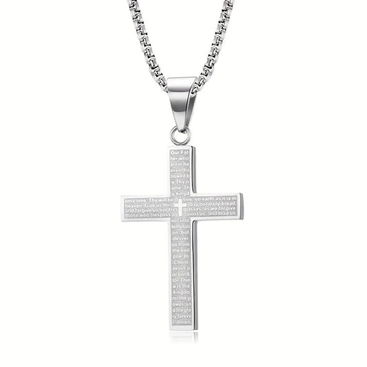 Titanium Steel Cross Necklace: Eternal Faith, Timeless Quality. Steel color V1232-NSSZXL003