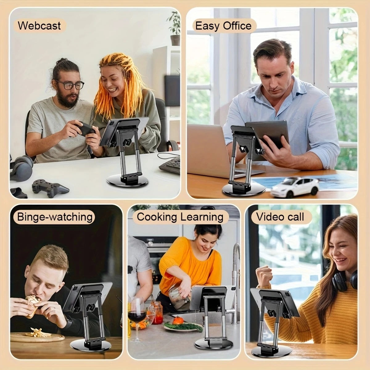 All-round Rotation, Rock-solid on Desktop -- Free Height Adjustment, One Stand for All Scenarios V1232-PBZJ001