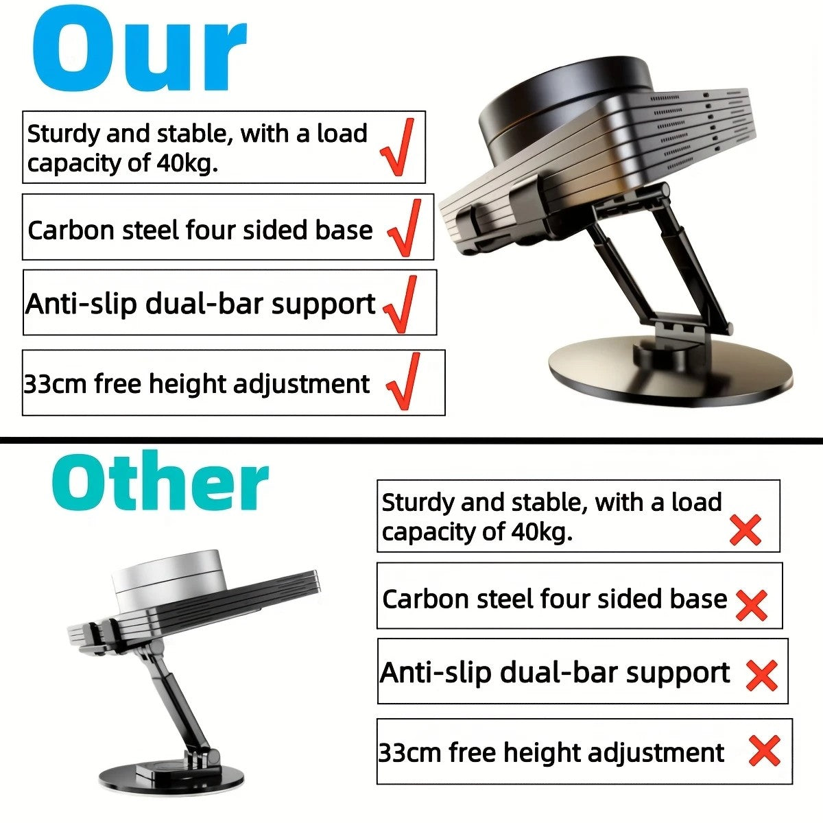 All-round Rotation, Rock-solid on Desktop -- Free Height Adjustment, One Stand for All Scenarios V1232-PBZJ001