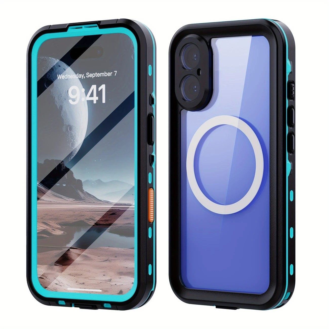 iPhone 16 Pro Max Waterproof Phone Case IP68 Drop Protection Snow Dust Resistant with Lanyard for Swimming V1232-PGFSSJK001