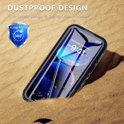 iPhone 16 Waterproof Phone Case IP68 Drop Protection Snow Dust Resistant with Lanyard for Swimming Skiing Off V1232-PGSJFSK003