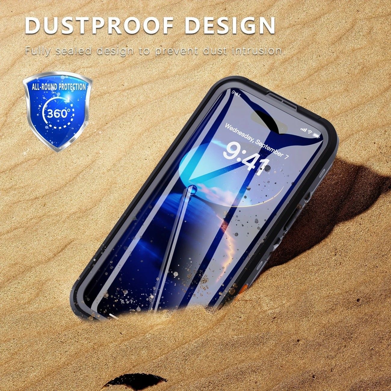 iPhone 16 Plus Waterproof Phone Case IP68 Drop Protection Snow Dust Resistant with Lanyard for Swimming V1232-PGSJFSK006
