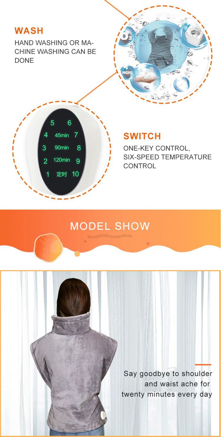 Neck Heating Cape: Smart Temperature Control, Warmth in an Instant.GREY V1232-PJDRT001