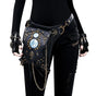 Steampunk-style Adjustable Waist Bag: Retro Chains and Rivets Decoration, PU Leather Multi-function Shoulder V1232-PKKB001