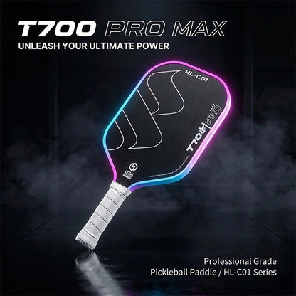 T700 Carbon Fiber Pickleball Paddle 16mm Core Lightweight Single Paddle with Polymer Honeycomb Core(BLACK+RED) V1232-PKQPP002