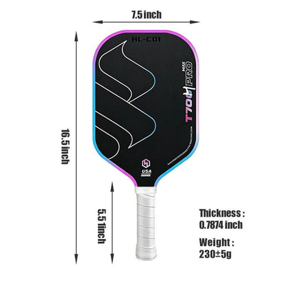 T700 Carbon Fiber Pickleball Paddle 16mm Core Lightweight Single Paddle with Polymer Honeycomb Core(bluish V1232-PKQPP003