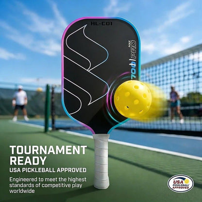 T700 Carbon Fiber Pickleball Paddle 16mm Core Lightweight Single Paddle with Polymer Honeycomb Core(Pink blue) V1232-PKQPP004