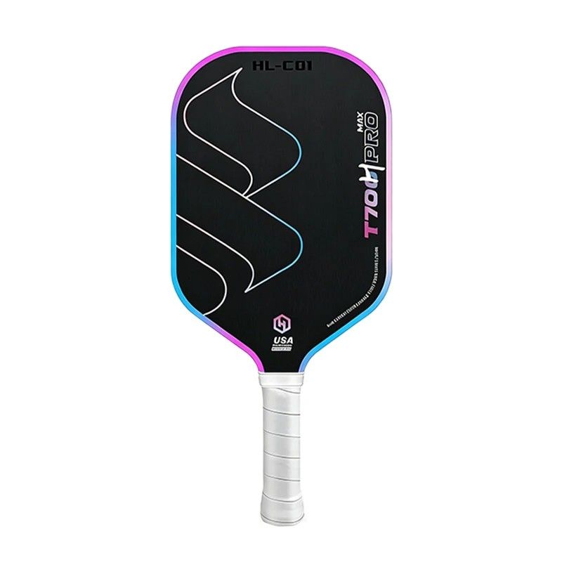 T700 Carbon Fiber Pickleball Paddle 16mm Core Lightweight Single Paddle with Polymer Honeycomb Core(Pink blue) V1232-PKQPP004
