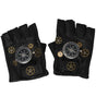 Steampunk Compass Half - Finger Gloves: Pure Sheepskin with Gear Decor, Retro Mechanical Style, Flexible & V1232-PKST002