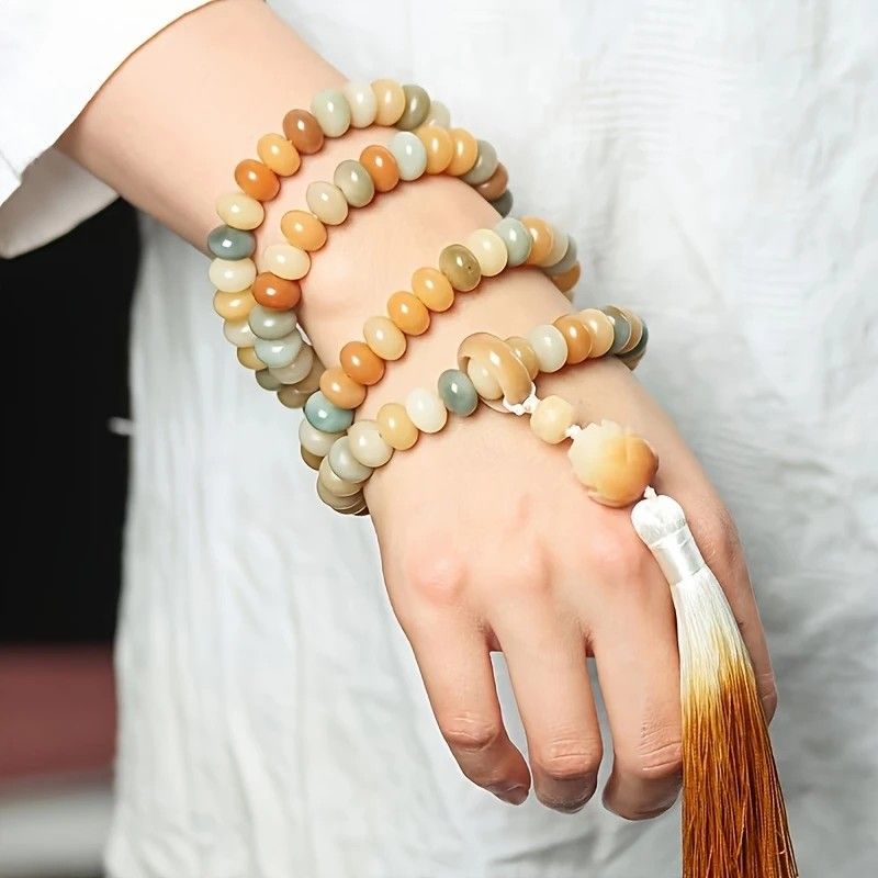 108 Bodhi Root Bracelet, 8mm Sutra-Worn Multi-Loop Long Beads, Zen Meditation Buddhist Prayer Beads V1232-PTLHPSL001