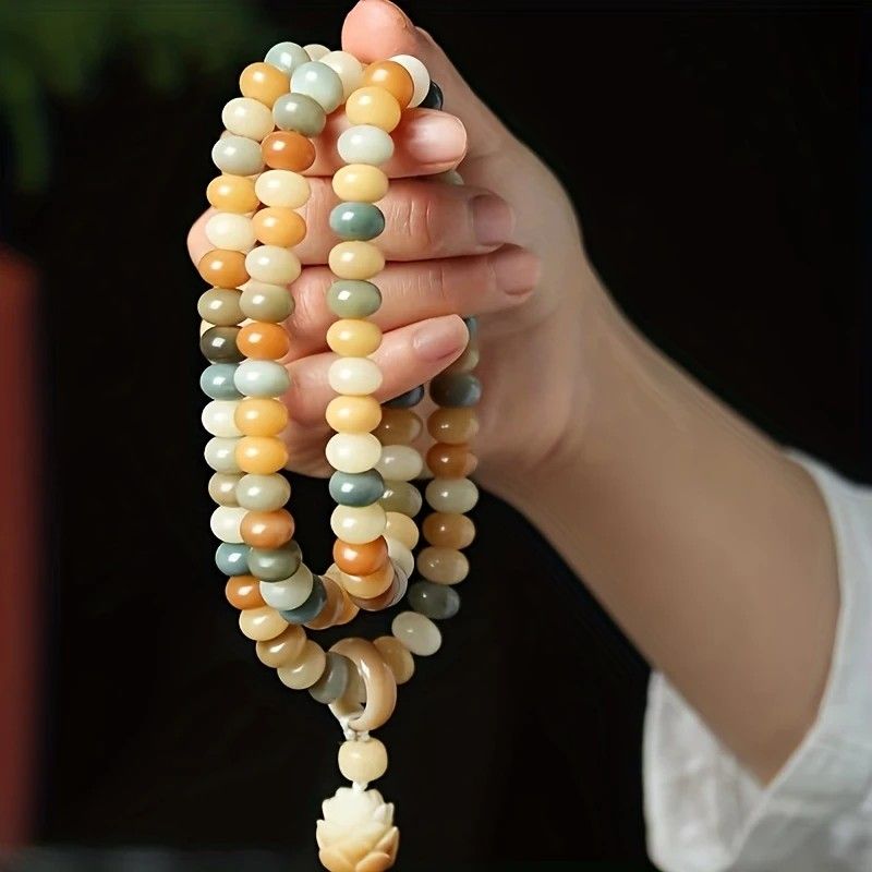 108 Bodhi Root Bracelet, 8mm Sutra-Worn Multi-Loop Long Beads, Zen Meditation Buddhist Prayer Beads V1232-PTLHPSL001