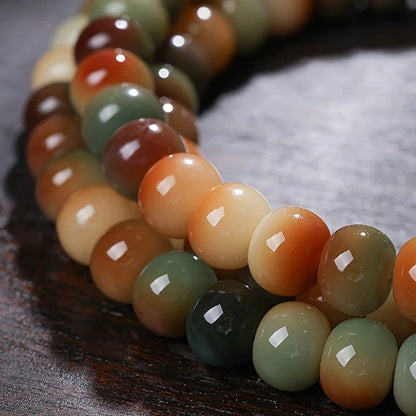 108 Bodhi Root Bracelet with Green Sandalwood Sachet, Textured by Time, Multi-Loop Zen Meditation Beads V1232-PTSL001