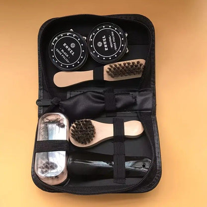 7-in-1 Travel Case Black and Neutral Shoe Brush Cleaning Kit V1232-PXHLTZ001