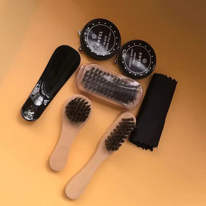 7-in-1 Travel Case Black and Neutral Shoe Brush Cleaning Kit V1232-PXHLTZ001
