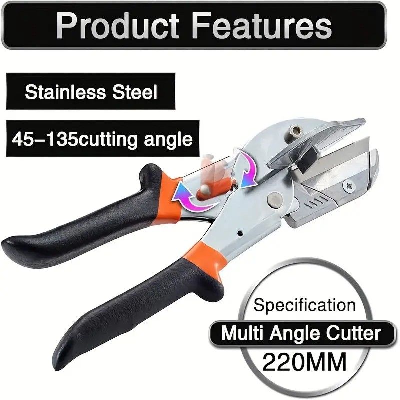 Multi-Angle Cutting Shear, Woodworking Precision Tool, 135-Degree Adjustable, Imported Steel, DIY & Trim V1232-QDJ001