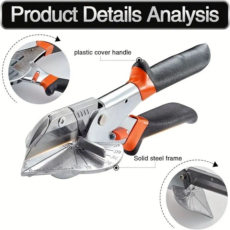 Multi-Angle Cutting Shear, Woodworking Precision Tool, 135-Degree Adjustable, Imported Steel, DIY & Trim V1232-QDJ001