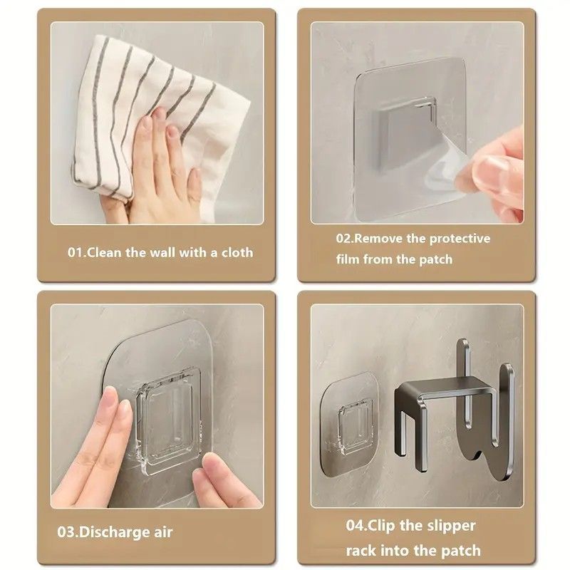 2-Pack Gun Gray No-Drill Slipper Rack, Space-Saving Wall Storage, Ideal for Dry & Tidy Bathrooms V1232-QGSXJ001