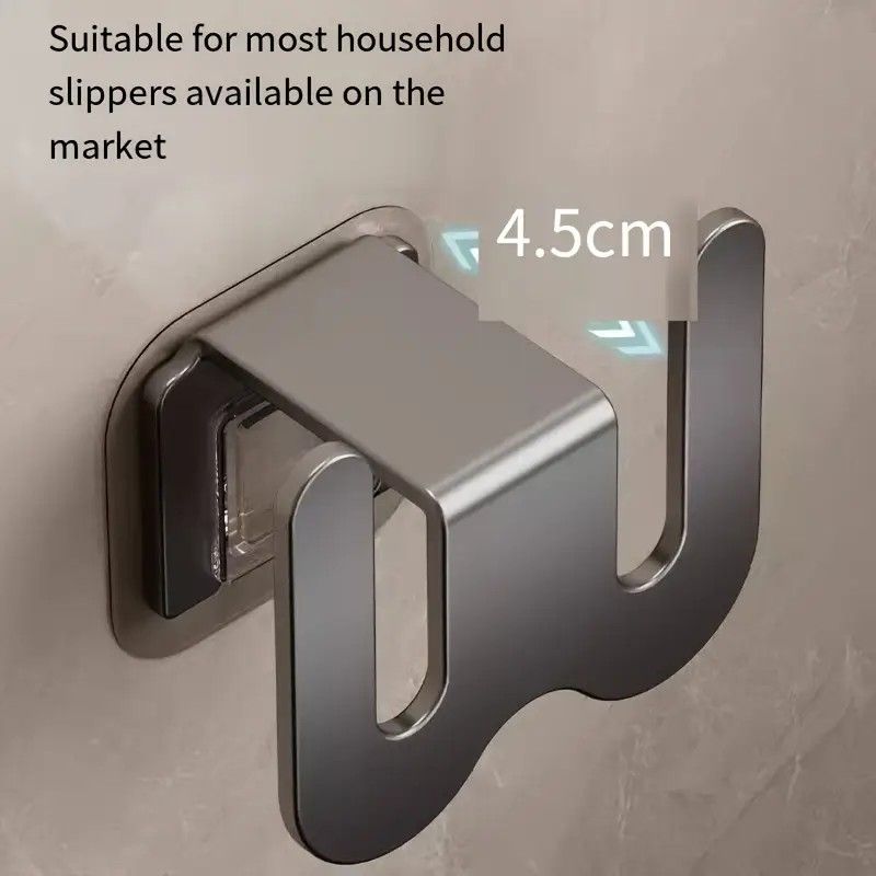 2-Pack Gun Gray No-Drill Slipper Rack, Space-Saving Wall Storage, Ideal for Dry & Tidy Bathrooms V1232-QGSXJ001