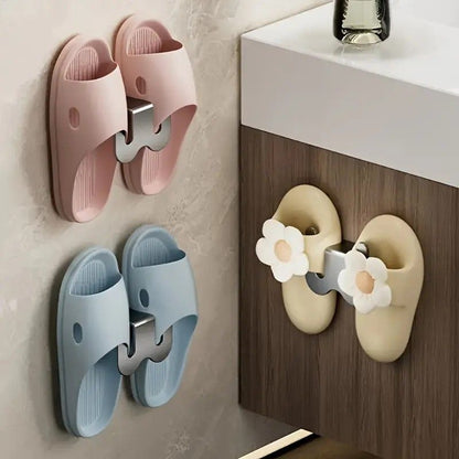 2-Pack Gun Gray No-Drill Slipper Rack, Space-Saving Wall Storage, Ideal for Dry & Tidy Bathrooms V1232-QGSXJ001
