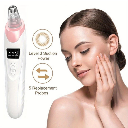 Blackhead Cleansing Device: 5 Nozzles for Full Face, 3 Suction Levels for Targeted Cleansing V1232-QHTY001
