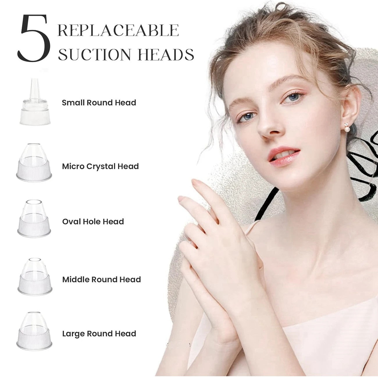 Blackhead Cleansing Device: 5 Nozzles for Full Face, 3 Suction Levels for Targeted Cleansing V1232-QHTY001