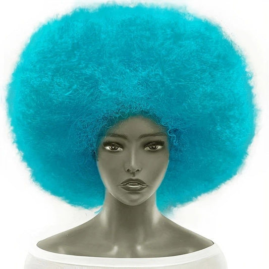 70s Fun Big Elastic Fluffy Afro Wig - High-quality Synthetic Short Curly Twisted Braid Wig for Cosplay and V1232-QMJF005