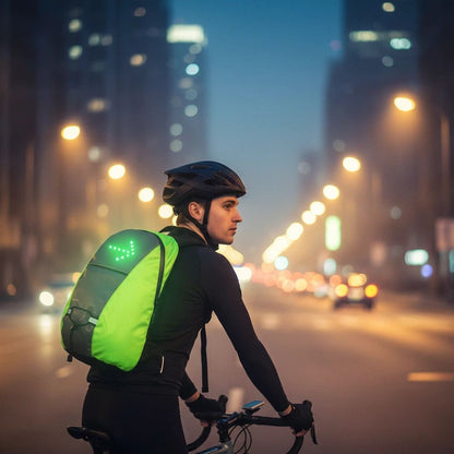15L Backpack with USB Charging & Smart LED Turn Signals, Waterproof Cycling Commuter Daypack, Lightweight V1232-QXSJB001