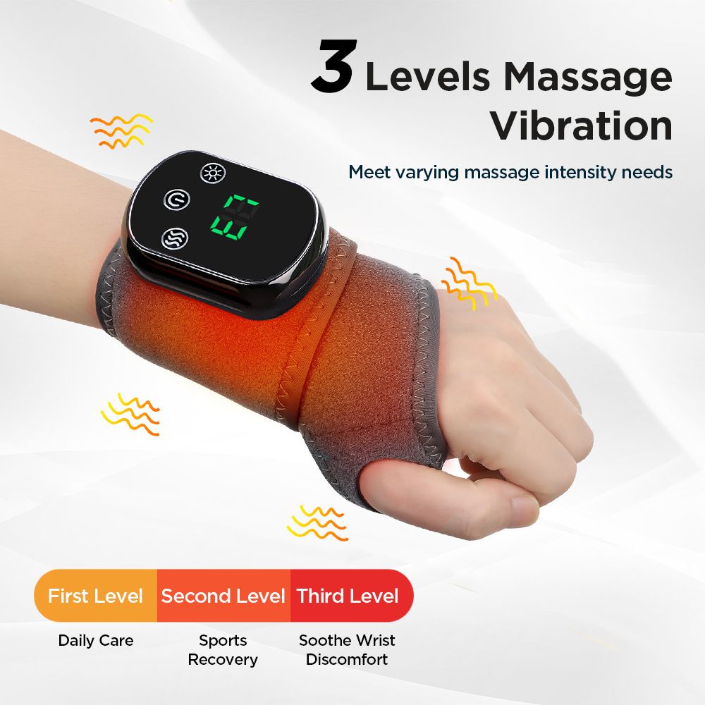 Electric Wrist Heating Massager - Infrared Heat Therapy + Vibration Massage, Rechargeable & Temperature V1232-SBAMY002
