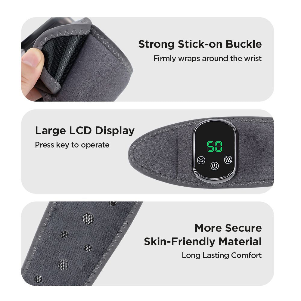 Electric Wrist Heating Massager - Infrared Heat Therapy + Vibration Massage, Rechargeable & Temperature V1232-SBAMY002