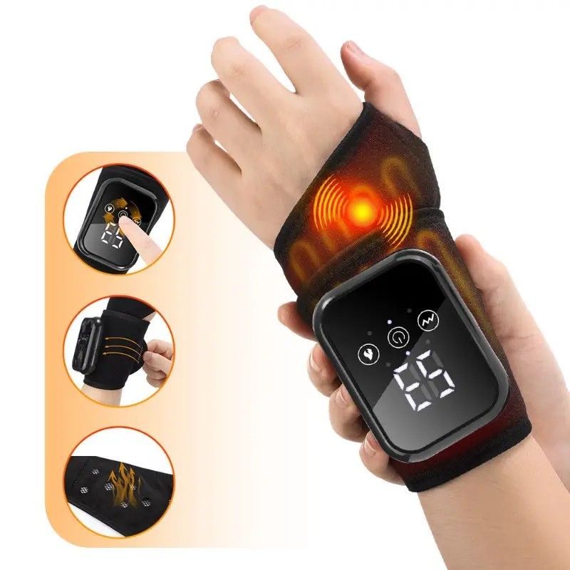 Heated Wrist Massager with Infrared Therapy - 3 Heat & 3 Vibration Levels, Rechargeable, Ergonomic Design V1232-SBAMYSD001