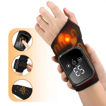 Heated Wrist Massager with Infrared Therapy - 3 Heat & 3 Vibration Levels, Rechargeable, Ergonomic Design V1232-SBAMYSD001