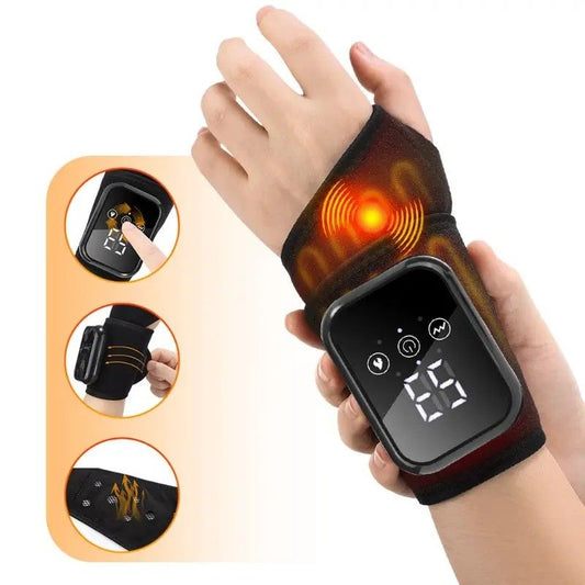 Heated Wrist Massager with Infrared Therapy - 3 Heat & 3 Vibration Levels, Rechargeable, Ergonomic Design V1232-SBAMYSD001