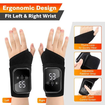 Heated Wrist Massager with Infrared Therapy - 3 Heat & 3 Vibration Levels, Rechargeable, Ergonomic Design V1232-SBAMYSD001