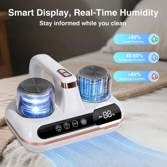 Wireless Intelligent Anti-Mite Cleaner: 10000Pa Super Suction, Dual Washable Dust Cups V1232-SBCMJ001