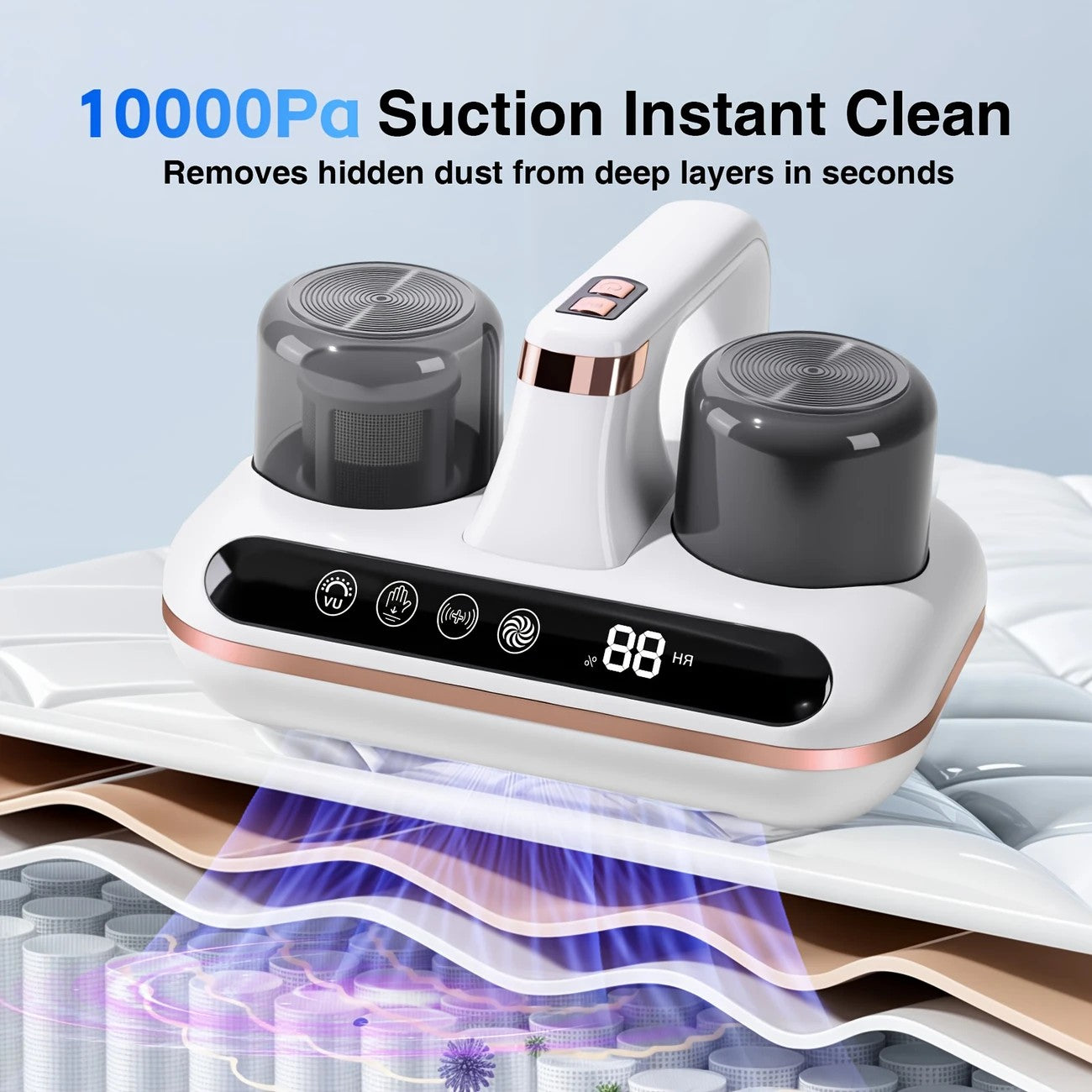 Wireless Intelligent Anti-Mite Cleaner: 10000Pa Super Suction, Dual Washable Dust Cups V1232-SBCMJ001