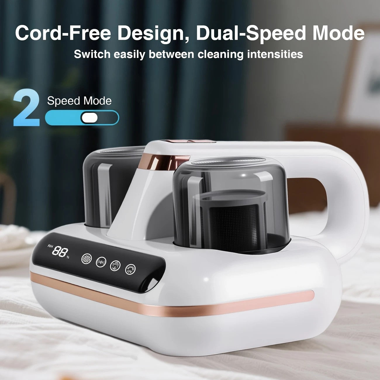 Wireless Intelligent Anti-Mite Cleaner: 10000Pa Super Suction, Dual Washable Dust Cups V1232-SBCMJ001