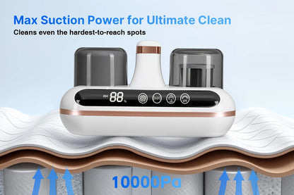 Wireless Intelligent Anti-Mite Cleaner: 10000Pa Super Suction, Dual Washable Dust Cups V1232-SBCMJ001