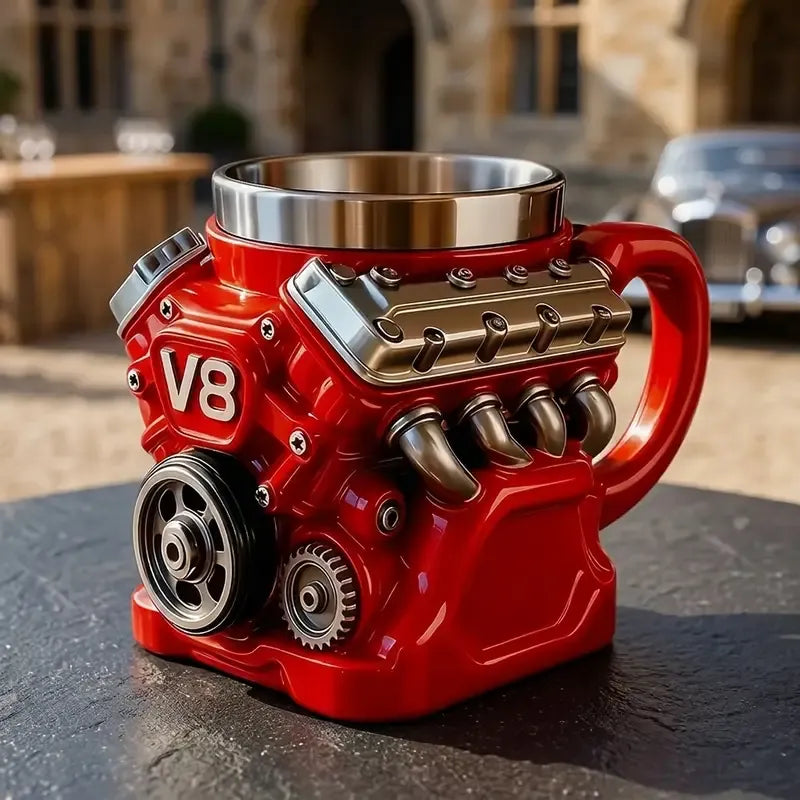 V8 Engine Mug: A must-have for car enthusiasts. Hold the engine in your hand, sip with speed and passion.