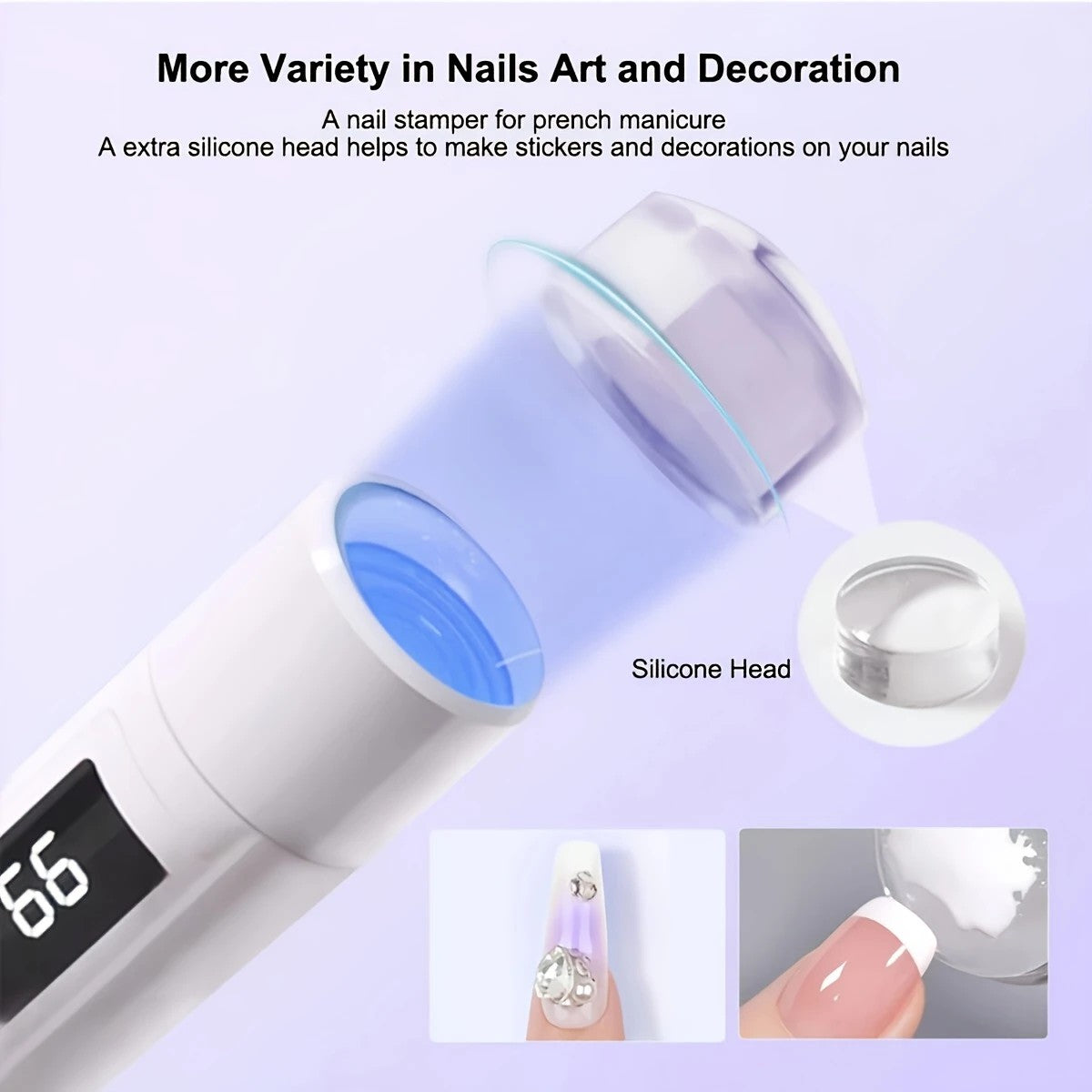 2-in-1 Nail Lamp: Handheld & Stand, 6-LED Fast Dry, Type-C Fast Charge, Smart Timer, Home/Travel DIY Nail Art V1232-SCMJD001