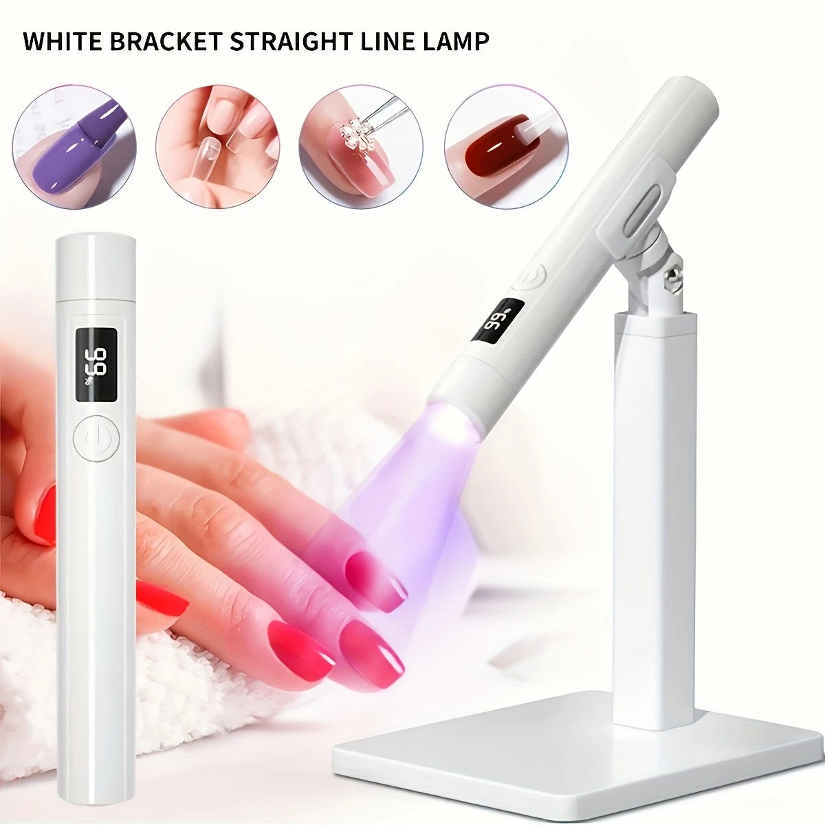 2-in-1 Nail Lamp: Handheld & Stand, 6-LED Fast Dry, Type-C Fast Charge, Smart Timer, Home/Travel DIY Nail Art V1232-SCMJD001