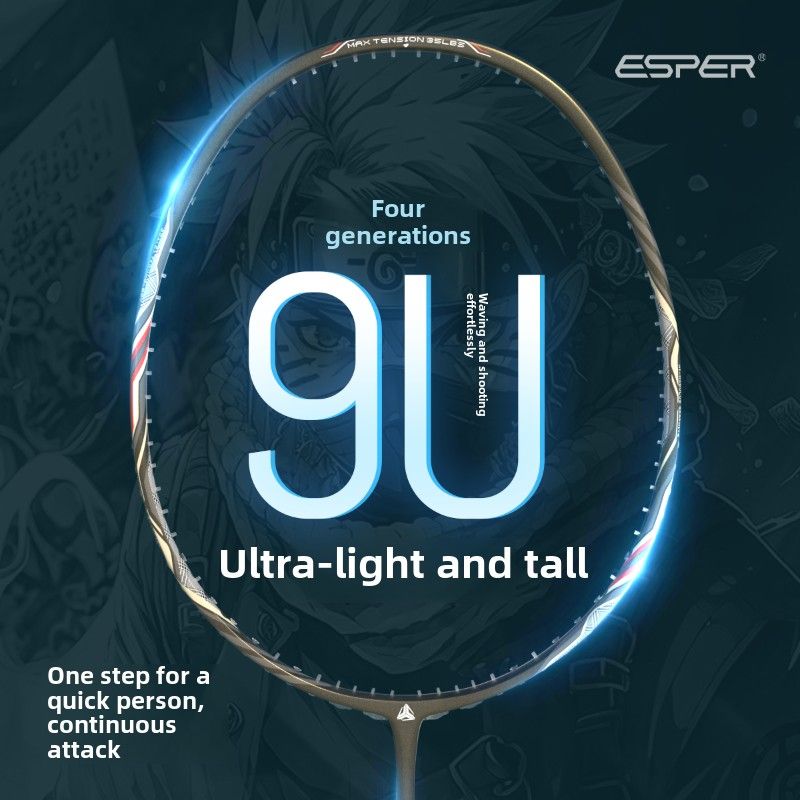 ESPER Explorer Fourth Generation Badminton Racket 58g 9U All-Around Full Carbon Fiber Fish Scale Armor G6 V1232-SDMYMQP001