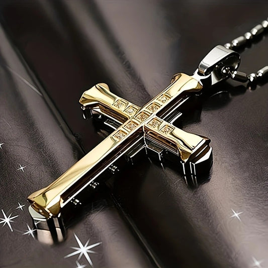 2PCS Luxurious Rhinestone Cross Necklace, Unisex, Guarding Faith with Cool Shine for Holidays and Daily V1232-SHSZXL003