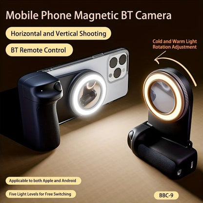 Magnetic Phone Photography Grip | Compatible with iPhone & Android, 360 degrees Fill Light with Bluetooth V1232-SJPZSB001