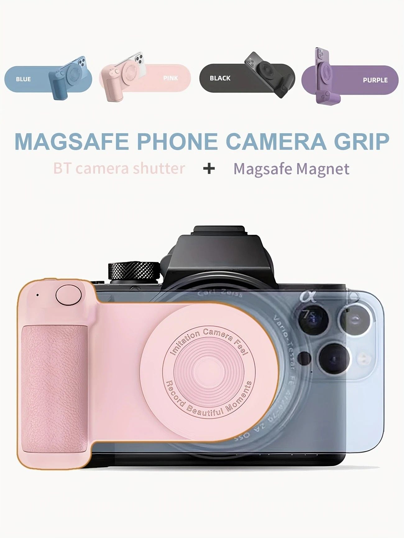 Magnetic Phone Photography Grip | Compatible with iPhone & Android, 360 degrees Fill Light with Bluetooth V1232-SJPZSB001