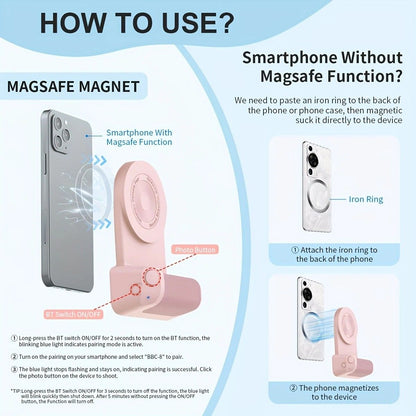 Magnetic Phone Photography Grip | Compatible with iPhone & Android, 360 degrees Fill Light with Bluetooth V1232-SJPZSB001