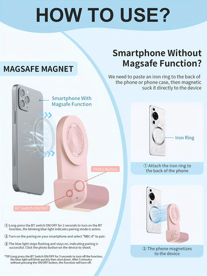 Magnetic Phone Photography Grip | Compatible with iPhone & Android, 360 degrees Fill Light with Bluetooth V1232-SJPZSB001